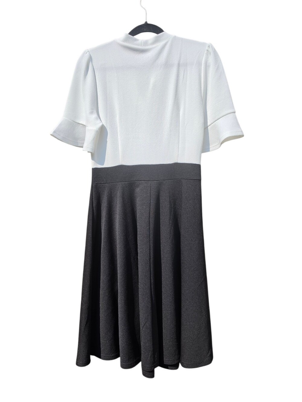 RANPHEE Black & White Bow Neck Short Sleeve Flare Dress Size M - Picture 6 of 8